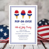 Schattige ijsje rood, wit en blauw 4 juli kaart