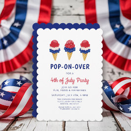 Schattige ijsje rood, wit en blauw 4 juli kaart