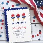 Schattige ijsje rood, wit en blauw 4 juli kaart