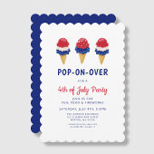 Schattige ijsje rood, wit en blauw 4 juli kaart