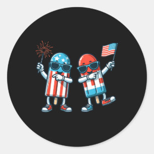 Schattige ijslolly Amerikaanse vlag 4 juli patriot Ronde Sticker