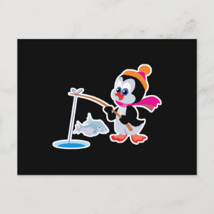 schattige ijsvisserij kleine pinguïn briefkaart