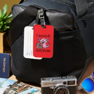 Schattige Ik Axolotl Vragen azteek O nee rode knop Bagagelabel