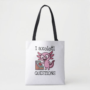 Schattige Ik Axolotl Vragen azteek O nee rode knop Tote Bag