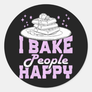 Schattige Ik Bak Mensen Happy Funny Chef Cake Bake Ronde Sticker