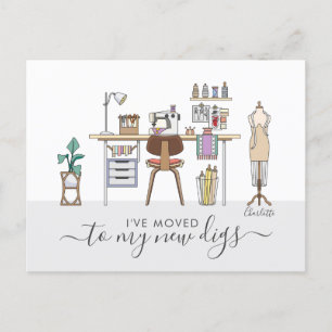 Schattige Ik heb verhuisd Schattige Home Decor Stu Aankondigingskaart