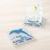 Schattige ik hou van dolfijnen citaten Dolfijnenli Glazen Onderzetter (Schuin)