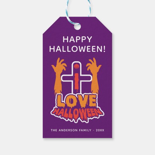 Schattige Ik hou van Halloween Party Gift Label Cadeaulabel (Achterkant)