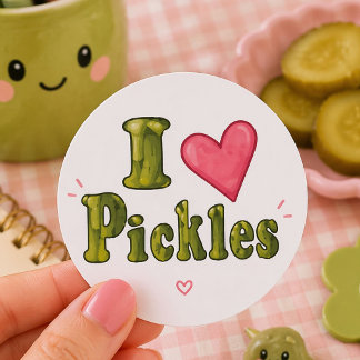Schattige Ik Hou Van Hart Augurken Ronde Sticker