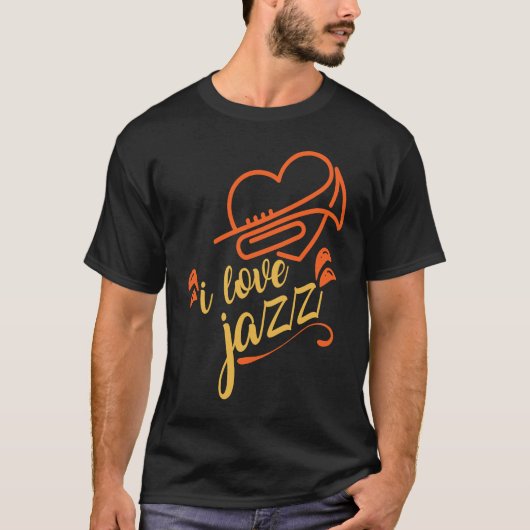 Schattige Ik hou van Jazz Hart Trompet Jazz Muziek T-shirt (Voorkant)
