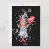 Schattige ik hou van je dame gnome pun Valentijn Feestdagenkaart (Voorkant)