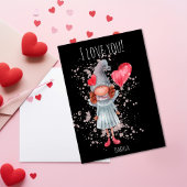 Schattige ik hou van je dame gnome pun Valentijn Feestdagenkaart