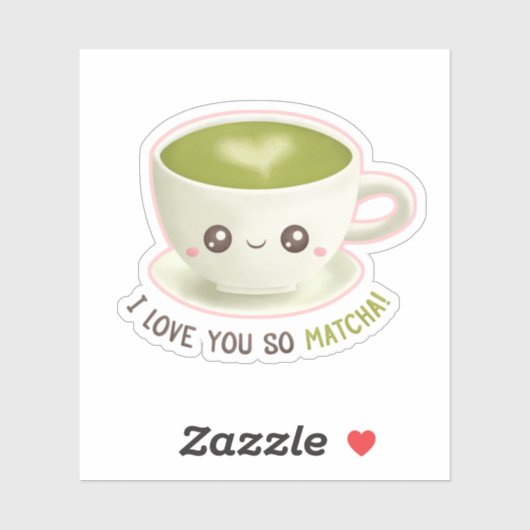 Schattige ik hou van je dus matcha latte puns sticker (Vel)