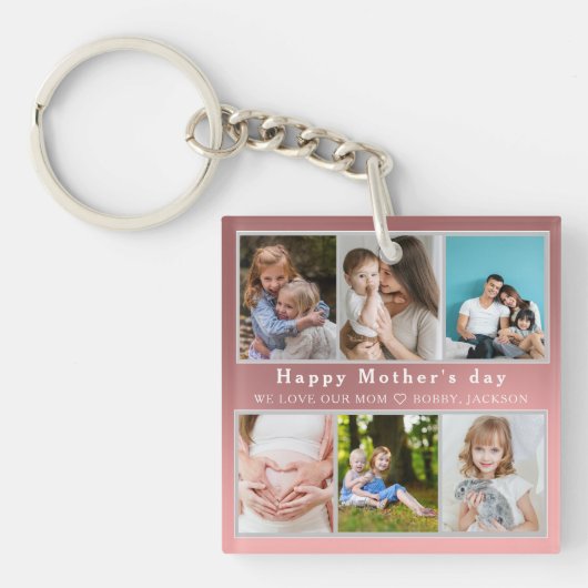 Schattige IK HOU VAN JE MAM Happy Mother Day Fotoc Sleutelhanger (voorkant)