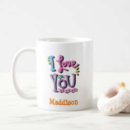 Schattige Ik hou van je Typografie naam Koffiemok