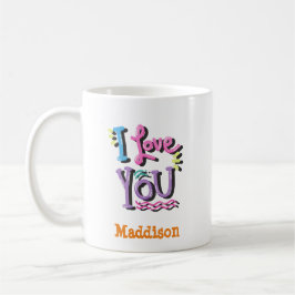 Schattige Ik hou van je Typografie  naam Koffiemok