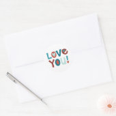 Schattige ik hou van je Valentijn Ronde Sticker (Envelop)