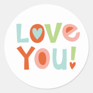 Schattige ik hou van je Valentijn Ronde Sticker