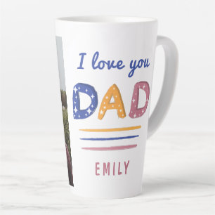 Schattige Ik hou van jou Papa Kleurrijke Typografi Latte Mok