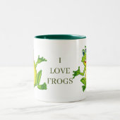 Schattige Ik hou van kikkerdier Tweekleurige Koffiemok (Center)