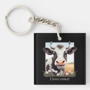Schattige Ik hou van koeien aanpasbaar Sleutelhanger