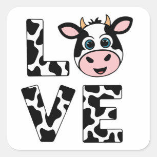 Schattige Ik hou van Koeien Vierkante Sticker