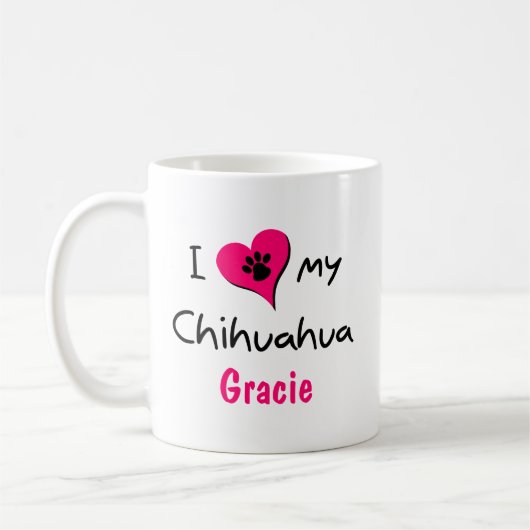 Schattige Ik hou van mijn Chihuahua gepersonalisee Koffiemok (Links)