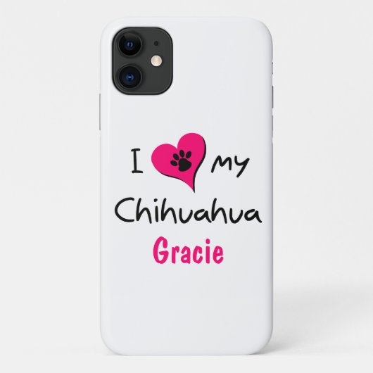 Schattige ik hou van mijn chihuahua poot print roz Case-Mate iPhone case (Achterkant)