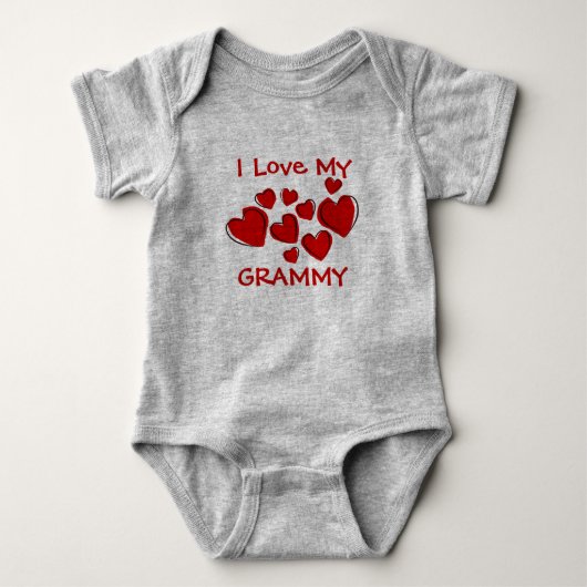 Schattige Ik hou van mijn Grammy Red Hearts Nieuwe Romper (Voorkant)