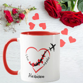 Schattige Ik hou van Mijn Piloot, Vliegtuig & Hart Mok