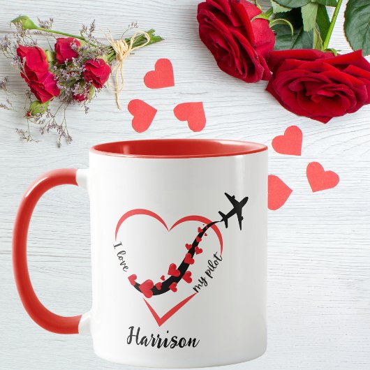 Schattige Ik hou van Mijn Piloot, Vliegtuig & Hart Mok