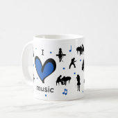 Schattige ik hou van muziek koffiemok (Voorkant links)