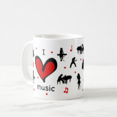 Schattige ik hou van muziek koffiemok (Voorkant links)