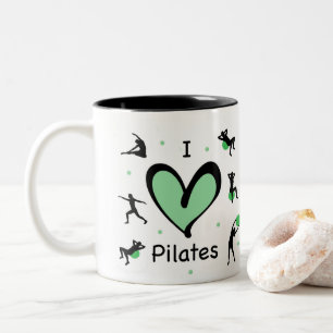 Schattige Ik hou van Pilates Tweekleurige Koffiemok