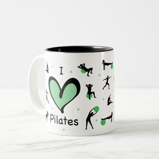 Schattige Ik hou van Pilates Tweekleurige Koffiemok (Voorkant links)