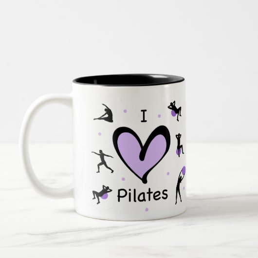 Schattige Ik hou van Pilates Tweekleurige Koffiemok (Links)