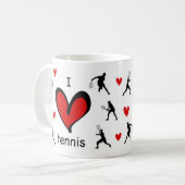 Schattige ik hou van tennis patroon koffiemok (Voorkant links)
