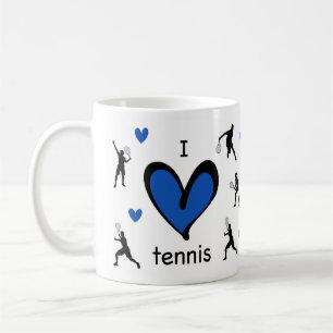 Schattige ik hou van tennis patroon koffiemok