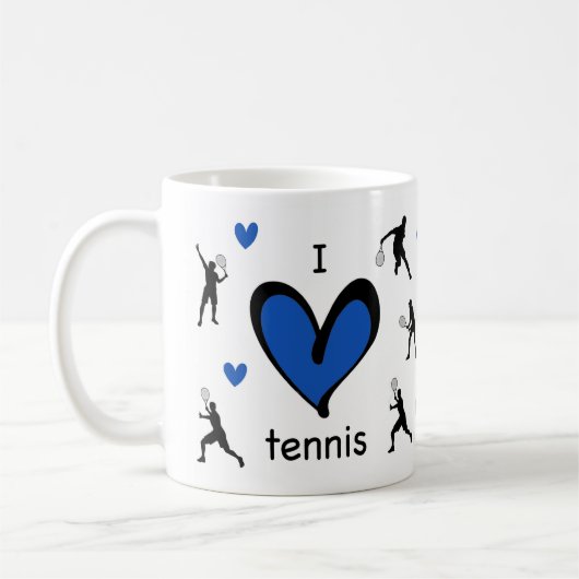 Schattige ik hou van tennis patroon koffiemok (Links)