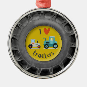 Schattige ik hou van tractorband peuterjongen Orna Metalen Ornament