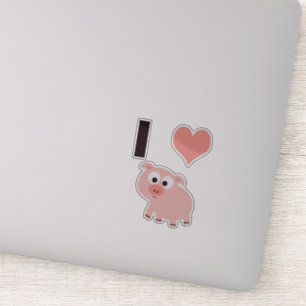 Schattige ik hou van varkens met een roze cartoon sticker