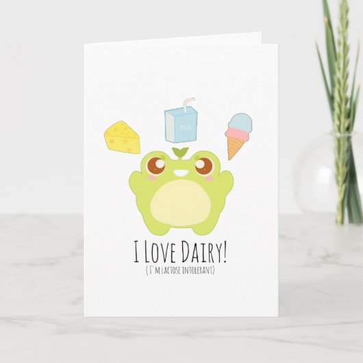 Schattige Ik hou van Zuivel Treats Frog Kaart (Voorkant)