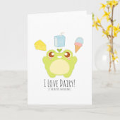 Schattige Ik hou van Zuivel Treats Frog Kaart (Gele Bloem)