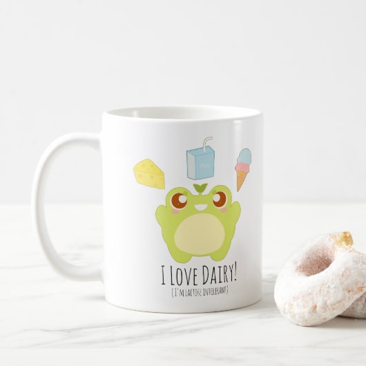 Schattige Ik hou van Zuivel Treats Frog Koffiemok (Met donut)