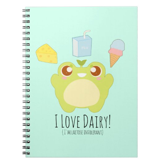 Schattige Ik hou van Zuivel Treats Frog Notitieboek (Voorkant)