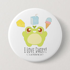 Schattige Ik hou van Zuivel Treats Frog Ronde Button 7,6 Cm