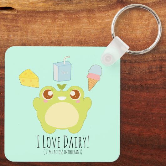 Schattige Ik hou van Zuivel Treats Frog Sleutelhanger (Achterkant)