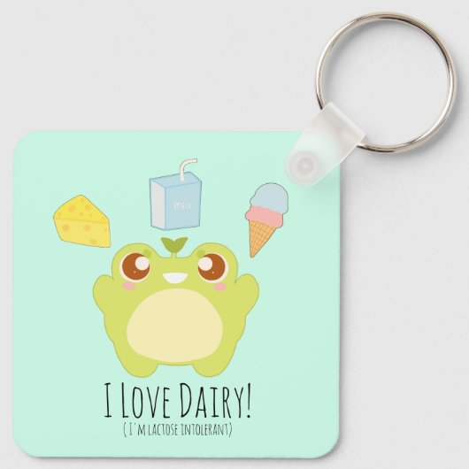 Schattige Ik hou van Zuivel Treats Frog Sleutelhanger (Achterkant)