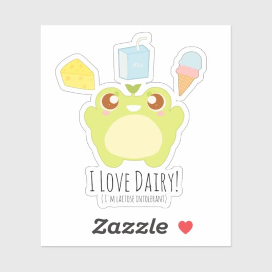 Schattige Ik hou van Zuivel Treats Frog Sticker (Vel)