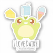 Schattige Ik hou van Zuivel Treats Frog Sticker (Voorkant)